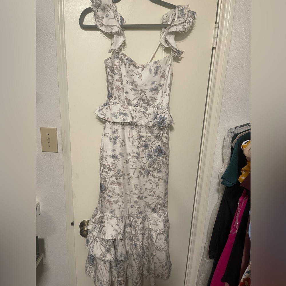 V. Chapman The Violet Dress in Blue Murano Print Size 0 - Picture 5 of 5